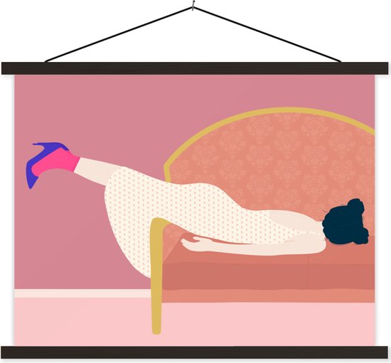 Porte-affiche avec affiche - Affiche scolaire - Vintage - Femmes - Pastel - 40x30 cm - Lattes noires