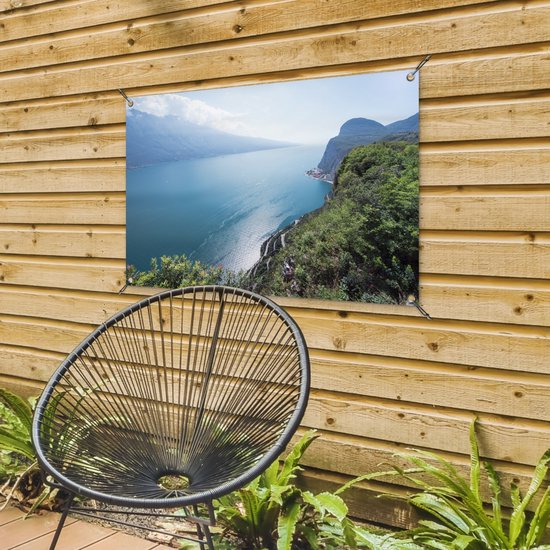 Photo aérienne des rives du lac de Garde affiche de jardin 90x60 cm - Toile de jardin / Toile d'extérieur / Peintures d'extérieur (décoration de jardin)