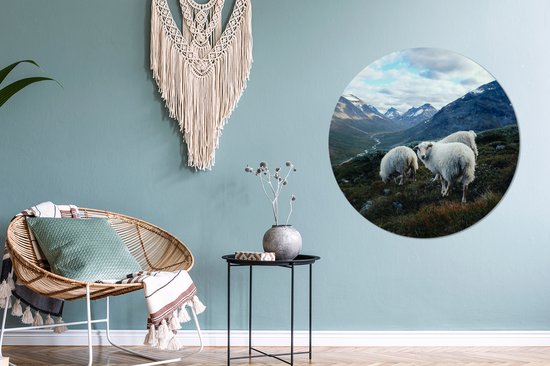 WallCircle - Cercle mural - Cercle mural - Mouton - Nature - Montagnes - Aluminium - Dibond - 90x90 cm - Intérieur et Extérieur