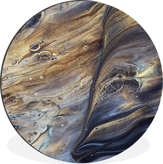 WallCircle - Cercle Mural - Cercle Mural - Marbre - Or - Aquarelle - Texture - Aspect Marbre - Aluminium - Dibond - 120x120 cm - Intérieur et Extérieur XXL