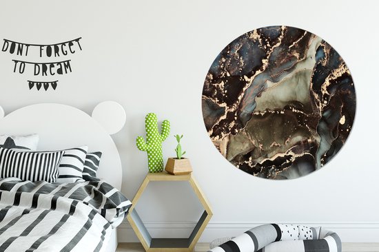 WallCircle - Cercle mural - Cercle mural intérieur - Marbre - Or - Vert - 150x150 cm - Décoration murale - Peintures ronds