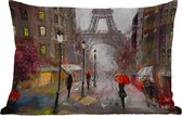 Buitenkussens - Schilderij - Parijs - Eiffeltoren - Paraplu - Olieverf - 60x40 cm - Weerbestendig