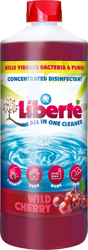 All in One Cleaner Wild Cherry 1 Liter - Desinfectie - Dieren - Huis - Auto - Kantoor - Schoonmaakmiddel