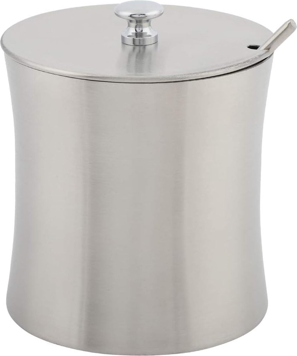Suikerpot van roestvrij staal 400 ml grote suikerpot met deksel en suikerlepel multifunctionele suikerkruidenzoutcontainer voor huis en keuken