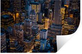 Sticker Muursticker New York la nuit - Vue aérienne de New York la nuit - 120x80 cm - Film adhésif autocollant - Sticker mural repositionnable