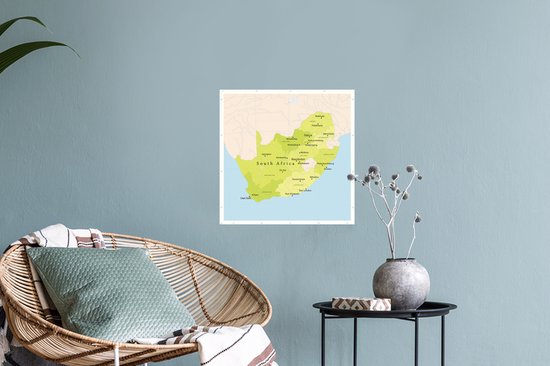 Sticker Muursticker Illustration Afrique du Afrique - Illustration carte verte de l'Afrique du Afrique - 30x30 cm - film adhésif autocollant - sticker mural repositionnable