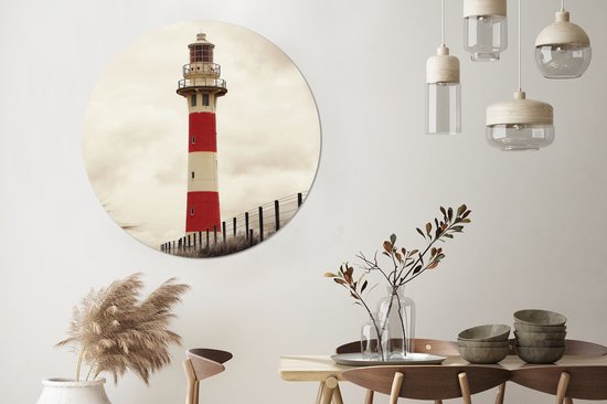 Wall Circle - Wall Circle - Tirage photo phare sépia - Aluminium - ⌀ 120 cm - Intérieur et Extérieur XXL