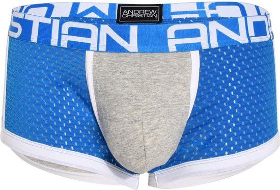 Andrew Christian SHOW-IT® Sports Mesh Boxer Heather/ Blue - TAILLE XS - Sous-vêtements pour hommes - Boxer pour homme - Boxer pour hommes