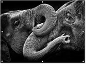 Tuinposter - Tuindoek - Tuinposters buiten - Olifant - Dier - Slurf - 120x90 cm - Tuin