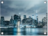 Tuin decoratie New York - Skyline - Winter - 40x30 cm - Tuindoek - Buitenposter