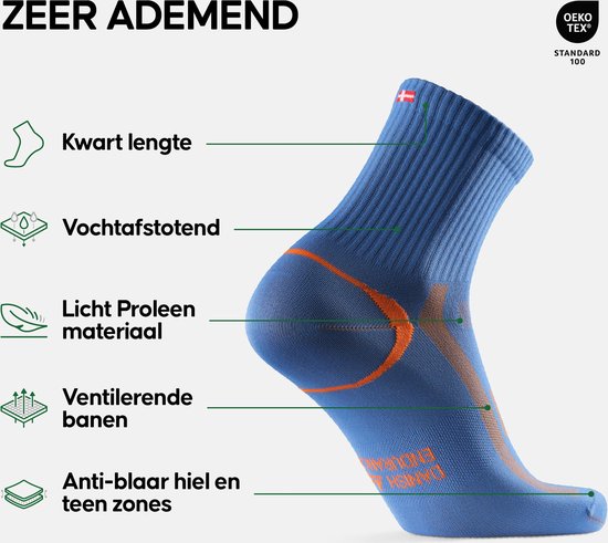 DANISH ENDURANCE Chaussettes de Sport à compression cheville légères - anti-ampoules - 3 paires - Taille 35-38