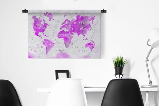 Tapisserie - Tapisserie - Wereldkaart - Rose - Huile - 90x60 cm - Tapisserie