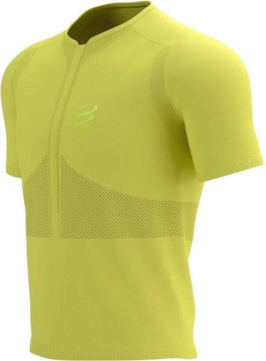 Compressport | Trail Fitted Half Zip | Shirt | Heren | Green Sheen / Safety Yellow | M -