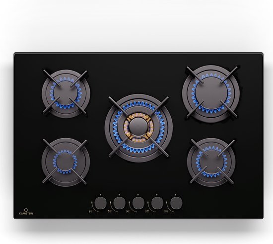 Klarstein Gaskocher 5 Flammig, Einbau Gaskocher voor Innenbereich & Wohnmobil, 10400W Edelstahl Gaskocher, 5 Flammen Gaskocher, Gasherde met Snapjet Brenner, Moderner Einbau Gasherd, LPG Gas Herd – geschikt voor thuisfitness en sportschoolgebruik, du