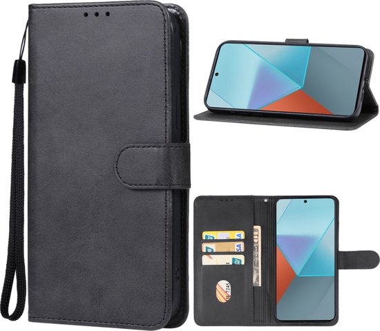 Zwart agenda book case hoesje - Xiaomi Redmi Note 13 Pro 4G / Poco M6 Pro 4G