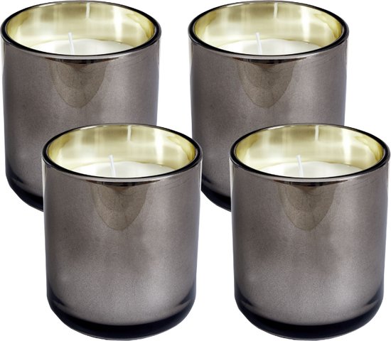 SPAAS Bougies - Bougie inodore en verre festif métallique - ± 56 heures de combustion - bronze - 4 pièces