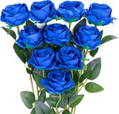 10 stuks zijden kunstrozen bloemen bruidsboeket bloemen (blauw)