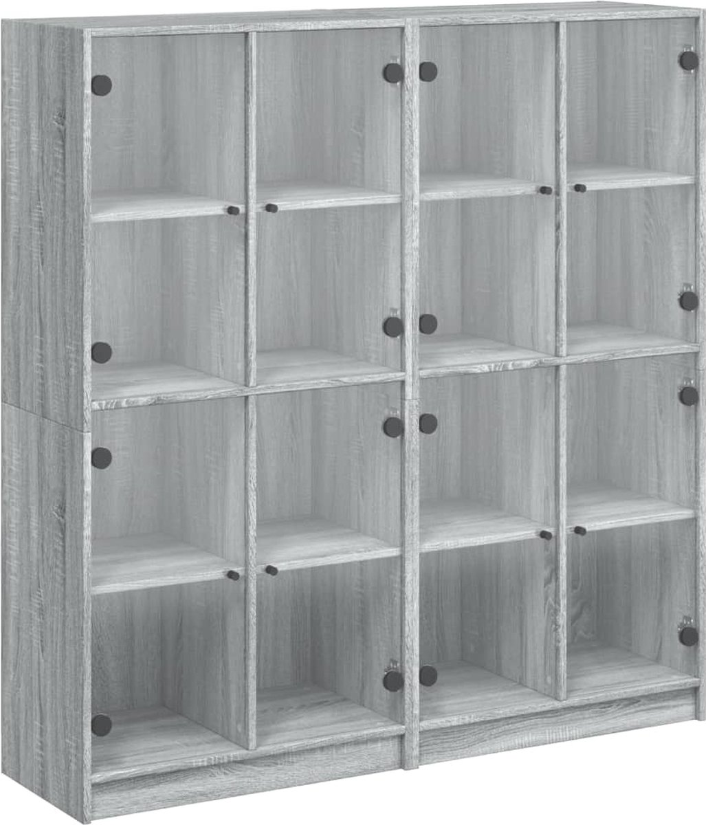 vidaXL Boekenkast - met - deuren - 136x37x142 - cm - hout - grijs - sonoma - eiken grijs sonoma eiken