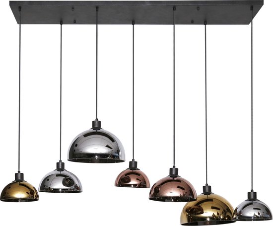 Hanglamp disk glass tricolore Artic zwart | 7 lichts | 140x50x150 cm | eettafel verlichting | modern / design | in hoogte verstelbaar