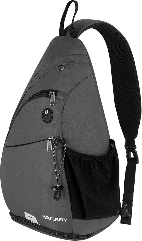 Sling rugzak omhangtas crossbag met verstelbare schouderriem, perfect voor outdoorsporten, trektochten, fietsen, bergbeklimmen, reizen, school, grijs