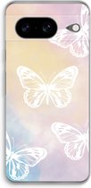 Case Company® - Hoesje geschikt voor Google Pixel 8 hoesje - White butterfly - Soft Cover Telefoonhoesje - Bescherming aan alle Kanten en Schermrand