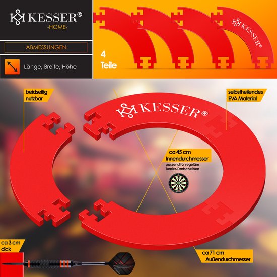 KESSER® Dartbord Surround Rood - Dart Surroundring - Darts Surround Ring bescherming van KESSER® — afbeelding 2