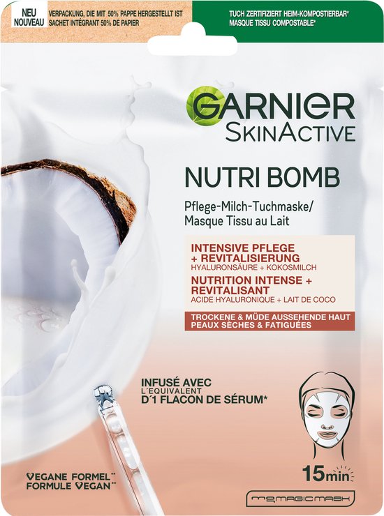 Garnier SkinAactive Nutri Bomb Tissue Masker met Kokosnoot - 1 stuk