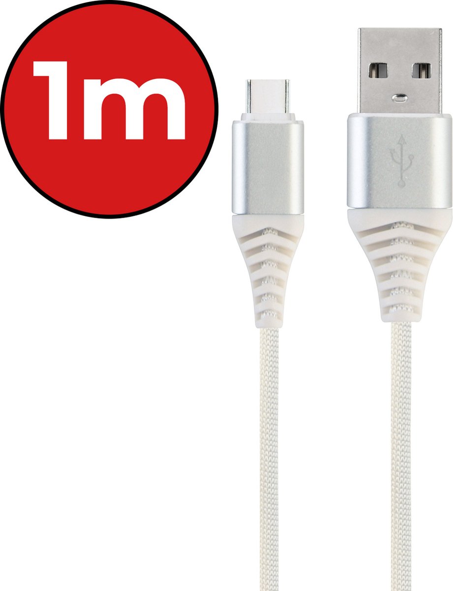 Image of USB-C Kabels Oplaadkabel Datakabel USB C Kabel Nylon Gevlochten - USB C naar USB A Kabel - USB C Oplader - 1 meter - Wit