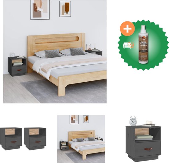 ACAZA Open Nachtkastje voor Slaapkamer of Salon, Bijzet Tafeltje, Industrieel, Metaal, Hout, Bruin/Zwart