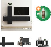 vidaXL 5-delige Tv-meubelset spaanplaat zwart - Kast - Inclusief Houtreiniger en verfrisser