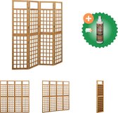 vidaXL Kamerscherm/trellis met 4 panelen161x180 cm massief vurenhout - Kamerscherm - Inclusief Houtreiniger en verfrisser