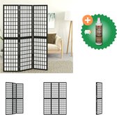 vidaXL Kamerscherm inklapbaar 3 panelen Japanse stijl 120x170 cm zwart - Kamerscherm - Inclusief Houtreiniger en verfrisser
