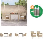 vidaXL 3 delige Tuinset met kussens poly rattan beige Tuinset Inclusief Onderhoudsset