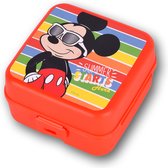 Disney Mickey Mouse Broodtrommel voor Kinderen | Rood, 1.5L met 3 Vakjes en Extra Bestekcompartiment | BPA Vrij