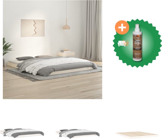 vidaXL Bedframe Massief Grenenhout - Moderne Slaapkamer - 160 x 200 cm - Bed - Inclusief Houtreiniger en verfrisser