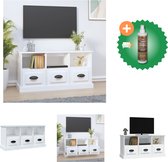 vidaXL Tv-meubel 100x35x50 cm bewerkt hout wit - Kast - Inclusief Houtreiniger en verfrisser