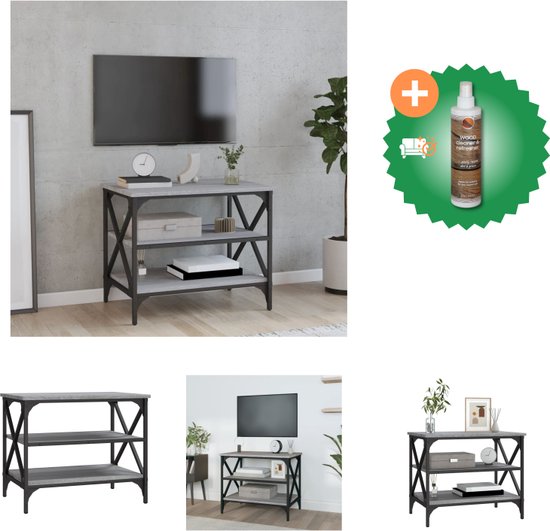 vidaXL Tv-meubel 60x40x50 cm bewerkt hout grijs sonoma eikenkleurig - Tafel - Inclusief Houtreiniger en verfrisser