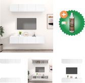 vidaXL Tv-meubelen 4 st 80x30x30 cm bewerkt hout hoogglans wit - Kast - Inclusief Houtreiniger en verfrisser