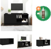 vidaXL Tv-meubel 80x35x36-5 cm bewerkt hout zwart - Kast - Inclusief Houtreiniger en verfrisser