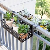 Bloempothouder voor balkon, metaal, ijzer, balkon, plantenrek, hangend bloemenrek, plantenopslag, decoratief ophangrek, hangende bloempotrek, leunende standaard