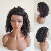 Braziliaanse remy pruik 12 inch krul pruiken menselijke haren kleur 1B echte haar pruik 13x2 front lace