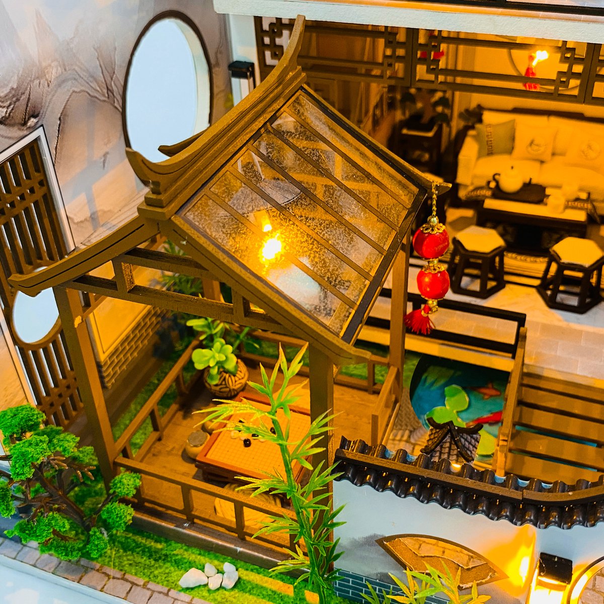 Mini Chinese Fairyland Villa Mini Poppenhuis Meubels, DIY Miniatuur