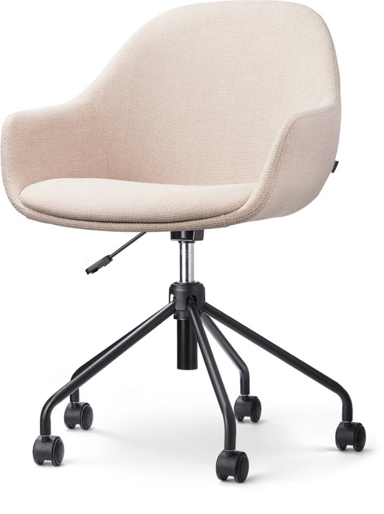 Nolon Nout-Mae Bureaustoel Beige - Stof - Verstelbaar - Wieltjes - Zwart Onderstel - Design - Comfortabel