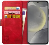 Rosso Element Book Case Wallet Hoesje Geschikt voor Samsung Galaxy S24 | Portemonnee | 3 Pasjes | Magneetsluiting | Stand Functie | Rood