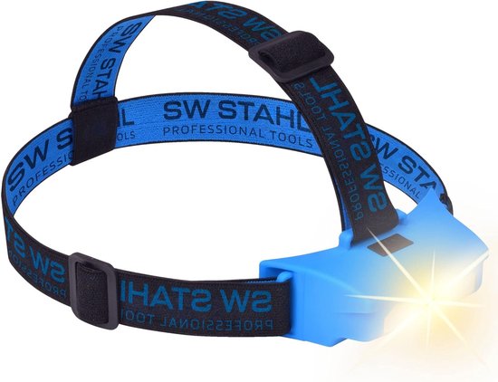 SW-Stahl S9716 lampe frontale LED à batterie, 2W COB I lampe frontale rechargeable avec câble de chargement USB et adaptateur I lampe frontale LED avec 2 niveaux de luminosité I compatible avec un harnais