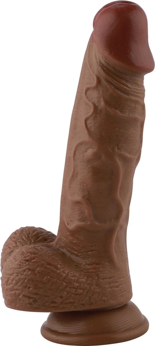 Goedkoopste Dildo EZfunLok voor Auxfun Plus Seksmachine Bruin 21 cm