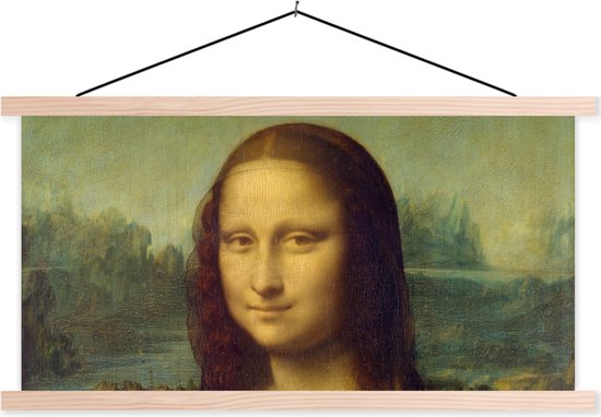 Posterhanger incl. Poster - Schoolplaat - Mona Lisa - Leonardo da Vinci - 150x75 cm - Blanke latten