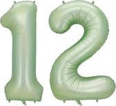 Cijfer Ballonnen Ballon Cijfer 12 Verjaardag Versiering Feest Helium Ballonnen Cijferballon Folieballon Groen Xl Formaat