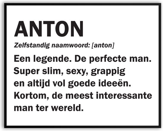 Anton Woordenboek Fotolijst met glas 40 x 50 cm - Prachtige kwaliteit - jarig - verjaardag - kado - Canvas - incl ophangsysteem - Poster - Grappig - cadeau