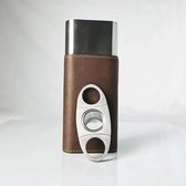 Hoge Kwaliteit 3-vinger Sigaren Houder Draagbare Lederen Humidor Met Zilver Rvs Cutter Case Voor Mannen Hot Selling